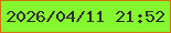 文字の大きさ：4、枠の色：ce720f、背景の色：84f72f、文字の色：312d32 無料ブログパーツのブログ時計