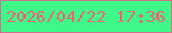 文字の大きさ：5、枠の色：ce7290、背景の色：3ef987、文字の色：f26174 無料ブログパーツのブログ時計