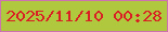 文字の大きさ：5、枠の色：ce72af、背景の色：b0c83e、文字の色：d91f24 無料ブログパーツのブログ時計