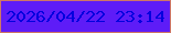 文字の大きさ：2、枠の色：ce7666、背景の色：5e1cf7、文字の色：0302df 無料ブログパーツのブログ時計