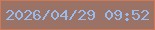 文字の大きさ：1、枠の色：ce7855、背景の色：9b7366、文字の色：96bbec 無料ブログパーツのブログ時計