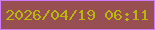 文字の大きさ：2、枠の色：ce7bf8、背景の色：984f52、文字の色：bab60a 無料ブログパーツのブログ時計