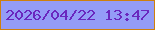 文字の大きさ：4、枠の色：ce800e、背景の色：949cf7、文字の色：6a27be 無料ブログパーツのブログ時計