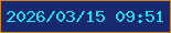 文字の大きさ：1、枠の色：ce8229、背景の色：162971、文字の色：26ddec 無料ブログパーツのブログ時計