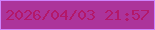 文字の大きさ：4、枠の色：ce84fd、背景の色：ac349b、文字の色：b3186a 無料ブログパーツのブログ時計