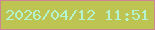 文字の大きさ：3、枠の色：ce8593、背景の色：bdc451、文字の色：b5f2cf 無料ブログパーツのブログ時計