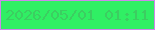 文字の大きさ：1、枠の色：ce87eb、背景の色：30ef64、文字の色：3cce61 無料ブログパーツのブログ時計