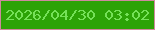 文字の大きさ：5、枠の色：ce899e、背景の色：2ca306、文字の色：75e158 無料ブログパーツのブログ時計
