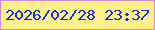 文字の大きさ：5、枠の色：ce8bc6、背景の色：fcf189、文字の色：112ed9 無料ブログパーツのブログ時計