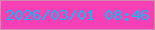 文字の大きさ：2、枠の色：ce8dac、背景の色：f540b6、文字の色：0eb8f4 無料ブログパーツのブログ時計