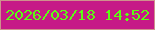 文字の大きさ：1、枠の色：ce918d、背景の色：c61987、文字の色：5afe13 無料ブログパーツのブログ時計