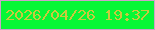 文字の大きさ：1、枠の色：cea1ca、背景の色：07f736、文字の色：c9ca3d 無料ブログパーツのブログ時計