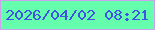 文字の大きさ：2、枠の色：cea1ef、背景の色：65feac、文字の色：3f53e6 無料ブログパーツのブログ時計