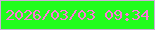 文字の大きさ：4、枠の色：ceaed9、背景の色：21fd1d、文字の色：fe77db 無料ブログパーツのブログ時計