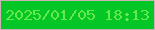 文字の大きさ：3、枠の色：ceb1b4、背景の色：05c627、文字の色：64eb4b 無料ブログパーツのブログ時計