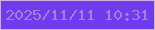 文字の大きさ：4、枠の色：ceb2e6、背景の色：703aed、文字の色：9e84d9 無料ブログパーツのブログ時計
