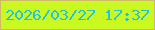 文字の大きさ：5、枠の色：ceba66、背景の色：caf922、文字の色：24c3d9 無料ブログパーツのブログ時計