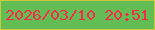 文字の大きさ：1、枠の色：cec83c、背景の色：61bd54、文字の色：f82c49 無料ブログパーツのブログ時計
