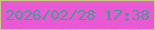 文字の大きさ：5、枠の色：cec989、背景の色：e859d3、文字の色：479a90 無料ブログパーツのブログ時計