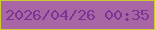 文字の大きさ：4、枠の色：ceca34、背景の色：a867a4、文字の色：793494 無料ブログパーツのブログ時計