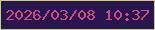 文字の大きさ：1、枠の色：cecb7a、背景の色：27164f、文字の色：d24a7a 無料ブログパーツのブログ時計