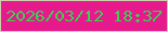 文字の大きさ：5、枠の色：cecfad、背景の色：e6198d、文字の色：3cd051 無料ブログパーツのブログ時計