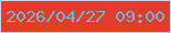 文字の大きさ：4、枠の色：cecffa、背景の色：e43c2c、文字の色：6db7d7 無料ブログパーツのブログ時計