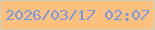 文字の大きさ：4、枠の色：ced0bd、背景の色：fec07d、文字の色：7698e7 無料ブログパーツのブログ時計