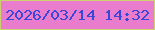 文字の大きさ：3、枠の色：ced16f、背景の色：e97ccd、文字の色：3b47d8 無料ブログパーツのブログ時計