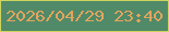文字の大きさ：4、枠の色：ced45f、背景の色：518a69、文字の色：e3a55d 無料ブログパーツのブログ時計