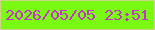 文字の大きさ：2、枠の色：ced485、背景の色：7afa12、文字の色：c830d0 無料ブログパーツのブログ時計
