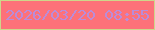文字の大きさ：1、枠の色：ced68a、背景の色：fd7179、文字の色：ba8cd9 無料ブログパーツのブログ時計