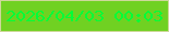 文字の大きさ：3、枠の色：ced89a、背景の色：70d122、文字の色：02fe37 無料ブログパーツのブログ時計
