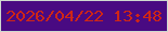 文字の大きさ：3、枠の色：ced9cf、背景の色：490a82、文字の色：ce2616 無料ブログパーツのブログ時計