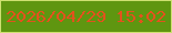 文字の大きさ：1、枠の色：cee070、背景の色：5f9610、文字の色：e3521d 無料ブログパーツのブログ時計