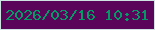 文字の大きさ：3、枠の色：cee4e2、背景の色：5a055a、文字の色：019c65 無料ブログパーツのブログ時計