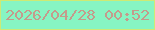 文字の大きさ：5、枠の色：ceea74、背景の色：87f5c3、文字の色：c49b8c 無料ブログパーツのブログ時計
