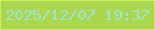 文字の大きさ：3、枠の色：cef05c、背景の色：aad74d、文字の色：9fe5d5 無料ブログパーツのブログ時計