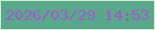 文字の大きさ：5、枠の色：cef2cc、背景の色：59a88c、文字の色：a05bc8 無料ブログパーツのブログ時計