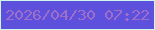 文字の大きさ：4、枠の色：cef6e8、背景の色：5d50dd、文字の色：9e6fc8 無料ブログパーツのブログ時計