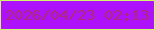 文字の大きさ：5、枠の色：cef868、背景の色：ae11fc、文字の色：ac2976 無料ブログパーツのブログ時計