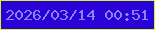 文字の大きさ：4、枠の色：cef922、背景の色：2a01d7、文字の色：8884f9 無料ブログパーツのブログ時計