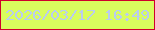 文字の大きさ：5、枠の色：cf002c、背景の色：d9fd5d、文字の色：b9ccf0 無料ブログパーツのブログ時計