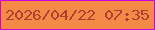 文字の大きさ：2、枠の色：cf03d9、背景の色：f58947、文字の色：ac422e 無料ブログパーツのブログ時計
