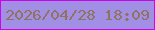 文字の大きさ：2、枠の色：cf03eb、背景の色：a08fe5、文字の色：8f735f 無料ブログパーツのブログ時計