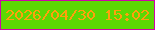 文字の大きさ：1、枠の色：cf04a9、背景の色：5cd804、文字の色：ffa00c 無料ブログパーツのブログ時計
