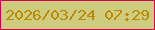 文字の大きさ：2、枠の色：cf0552、背景の色：cecc7e、文字の色：bd8806 無料ブログパーツのブログ時計