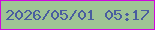 文字の大きさ：4、枠の色：cf06de、背景の色：9fc395、文字の色：495d9f 無料ブログパーツのブログ時計