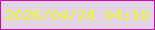 文字の大きさ：5、枠の色：cf08a8、背景の色：e3d5e6、文字の色：edfa2d 無料ブログパーツのブログ時計