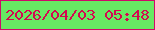 文字の大きさ：3、枠の色：cf0a69、背景の色：67e963、文字の色：d40850 無料ブログパーツのブログ時計